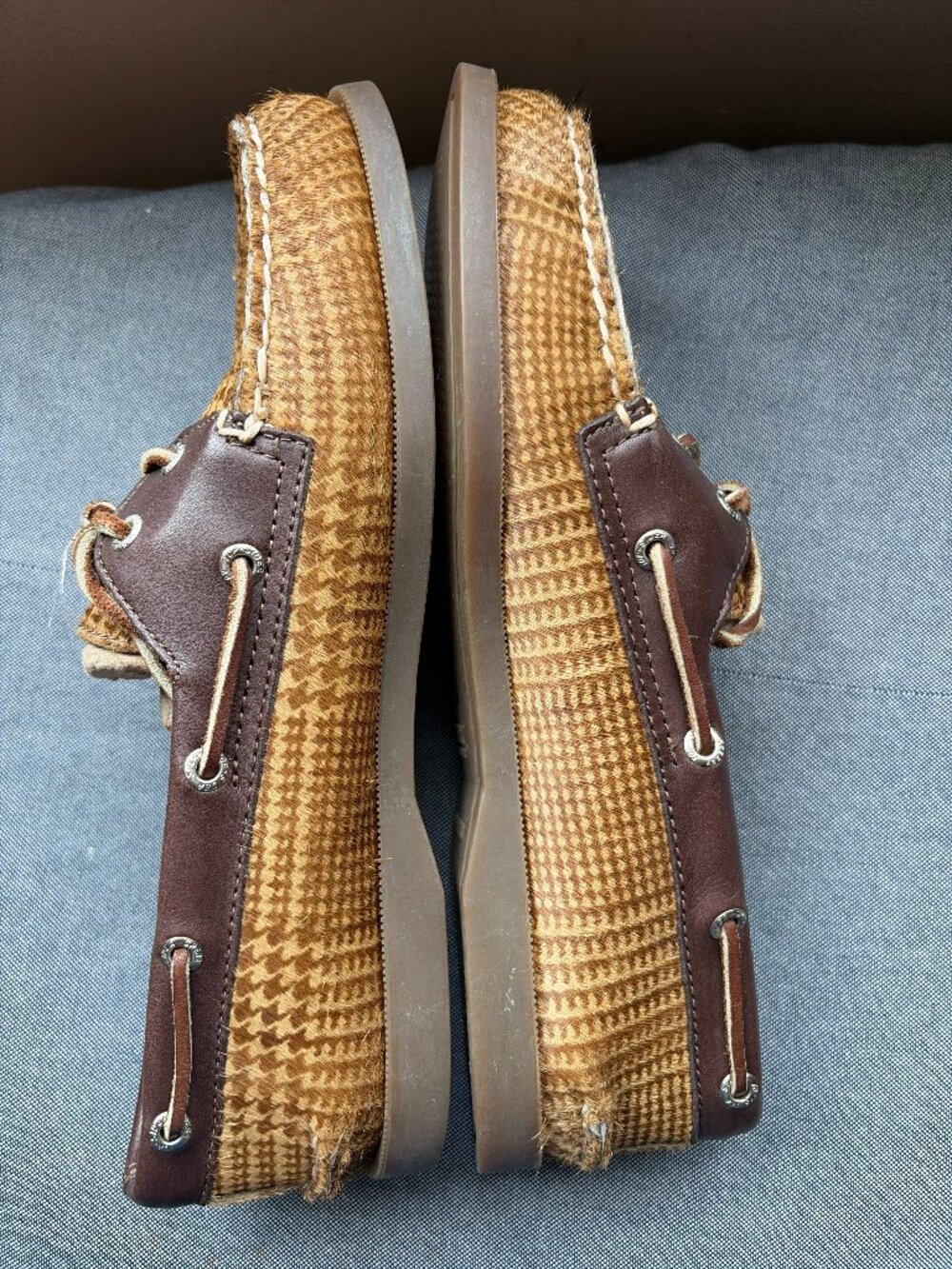 Sperry Top-Sider Authentic Original Faux Fur Houndstooth Plaid Boat Shoes size 8 - Picture 4 of 11